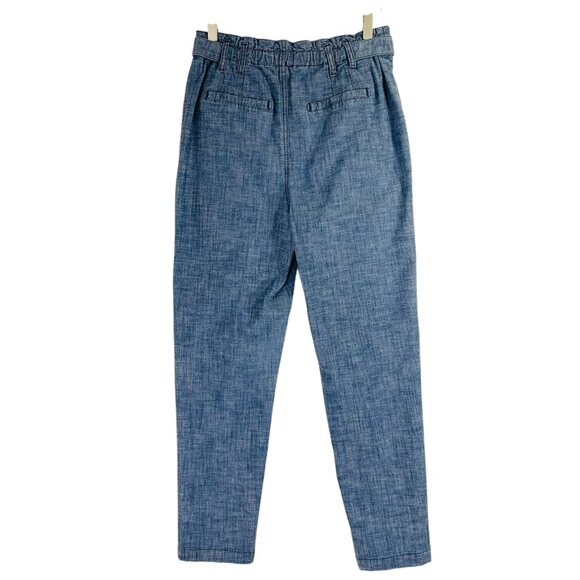 high waisted chambray blue pants tapered leg size 4 - Picture 3 of 9